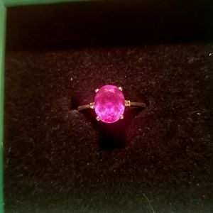 Sterling silver solitaire ring Pink Sapphire  7